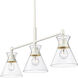 Malta 3 Light 34 inch Matte White Linear Pendant Ceiling Light